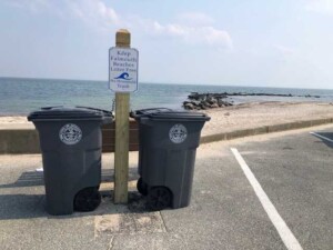 2023 05-09 New Trash Barrel Set up at Surf Drive Beach